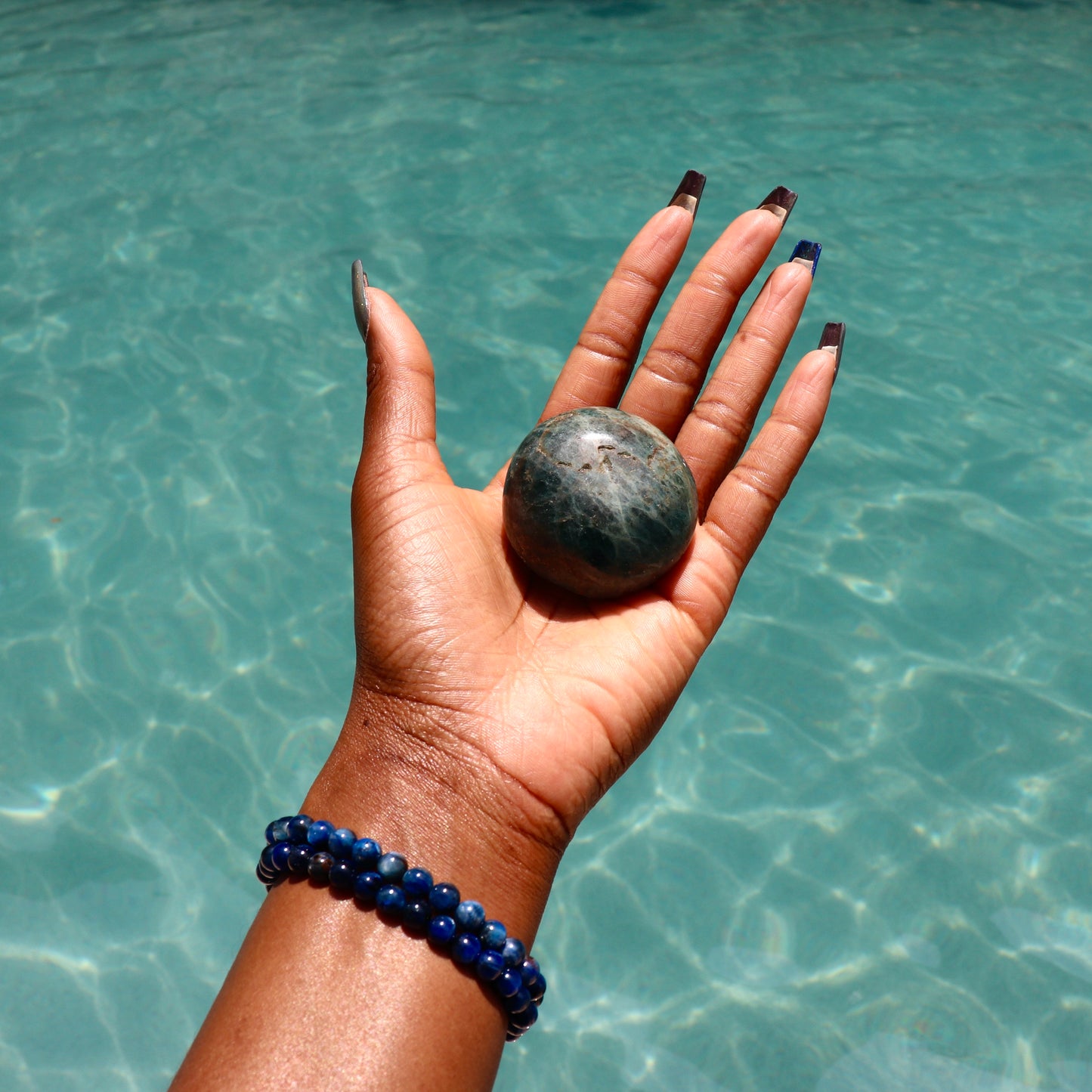 Blue Apatite Palmstone