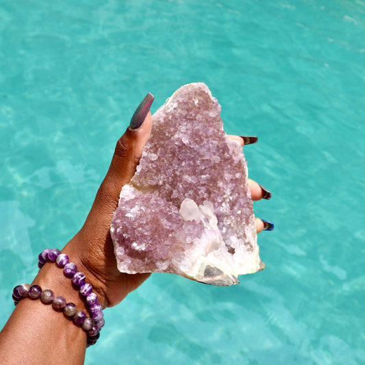 SUMMER - Druzy Nebula Amethyst with Polished Edges and Cut Base