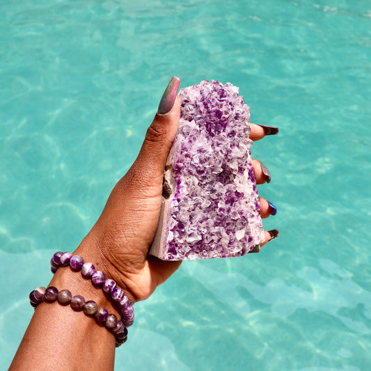 TONI - Druzy Nebula Amethyst with Polished Edges and Cut Base