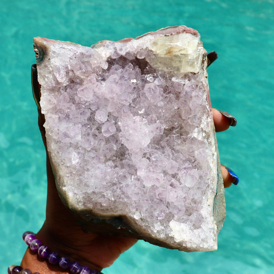JOSS - Druzy Nebula Amethyst with Polished Edges and Cut Base