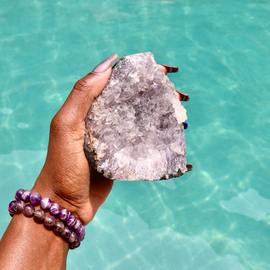 JAZMINE - Druzy Nebula Amethyst with Polished Edges and Cut Base