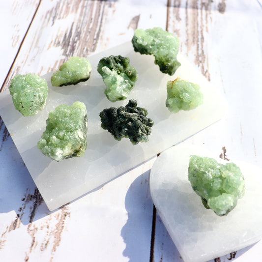 rough prehnite green natural stone