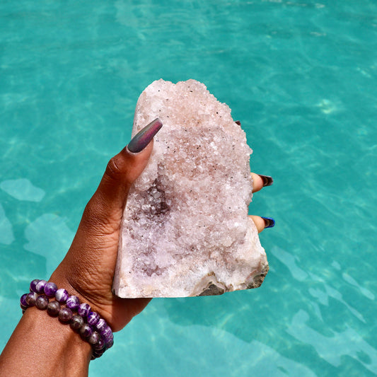 GABRIELLA - Druzy Nebula Amethyst with Polished Edges and Cut Base