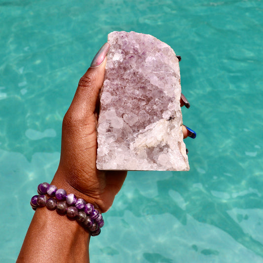 SNOH - Druzy Nebula Amethyst with Polished Edges and Cut Base