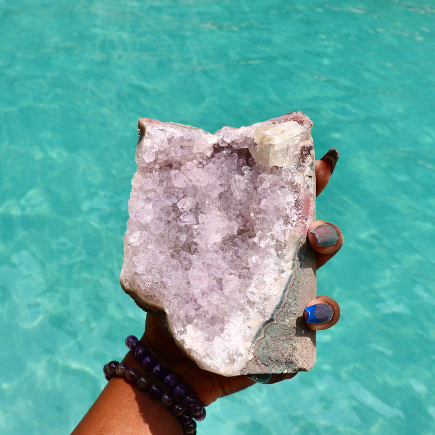 JOSS - Druzy Nebula Amethyst with Polished Edges and Cut Base