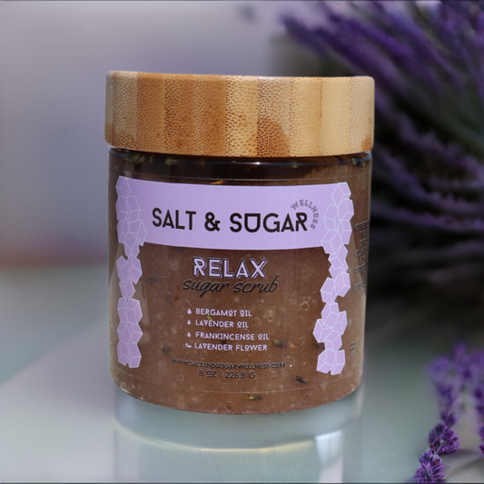 Relax: Lavender Sugar Scrub - infused with natural herbs and essential oils