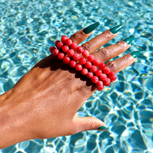 8 mm red mountain jade bracelet
