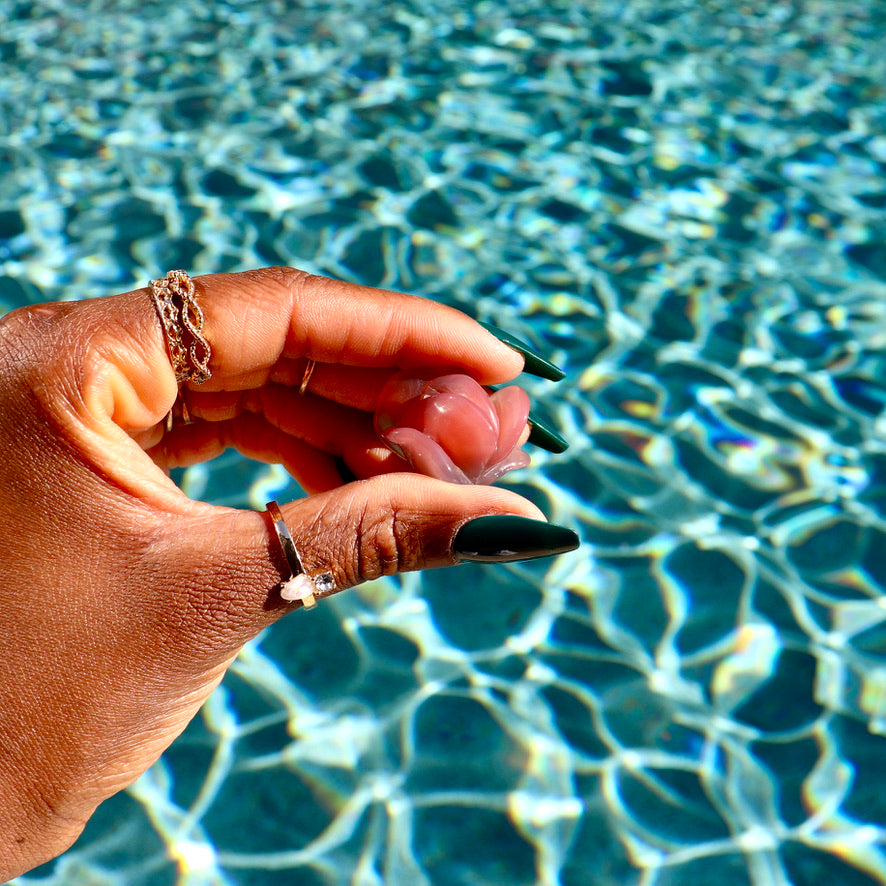 Blue Carnelian Flower Carvings