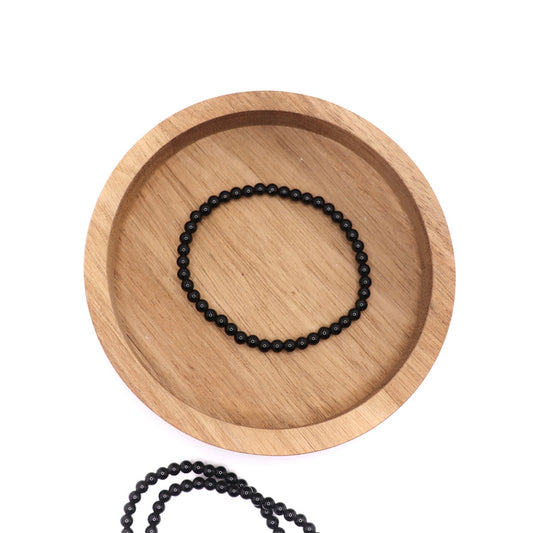 4 mm black obsidian bracelet