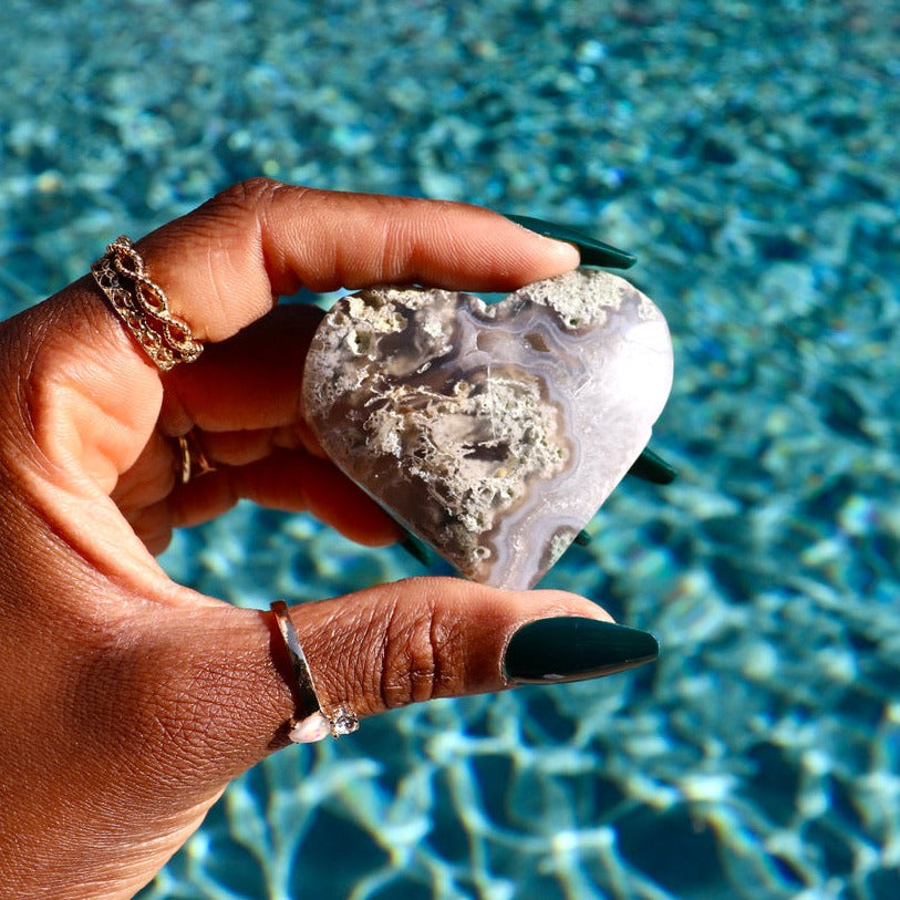Druzy Moss Agate Heart