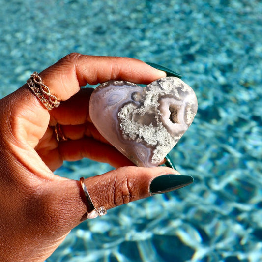 Druzy Moss Agate Heart