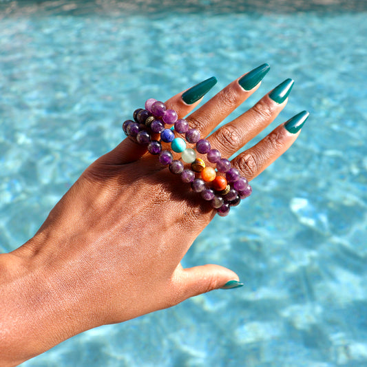 8 mm 7 chakra stone amethyst bracelet