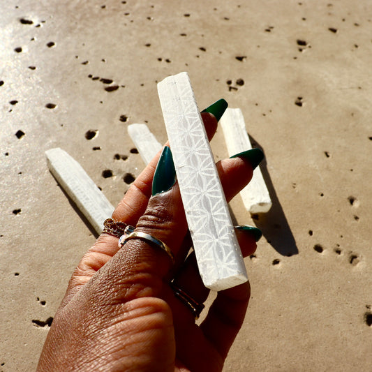 Flower of Life Selenite Wands (~4.00")