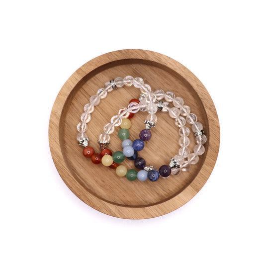 7 chakra bracelet with clear quartz and chakra crystal stones