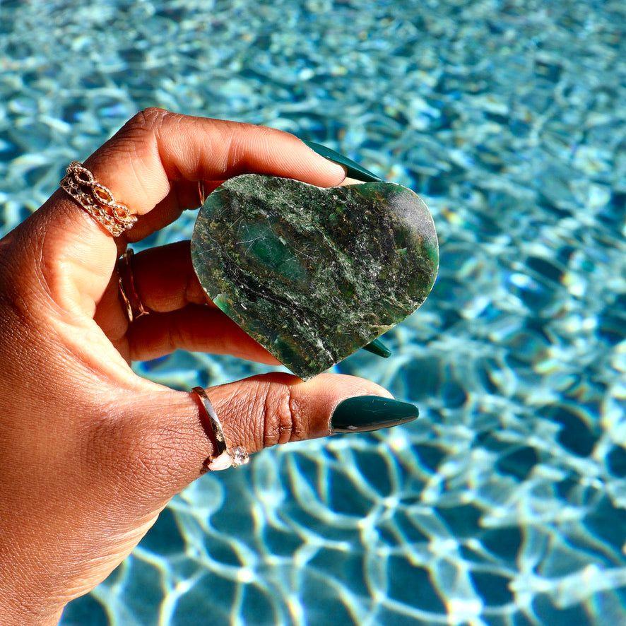 Green Jasper Heart