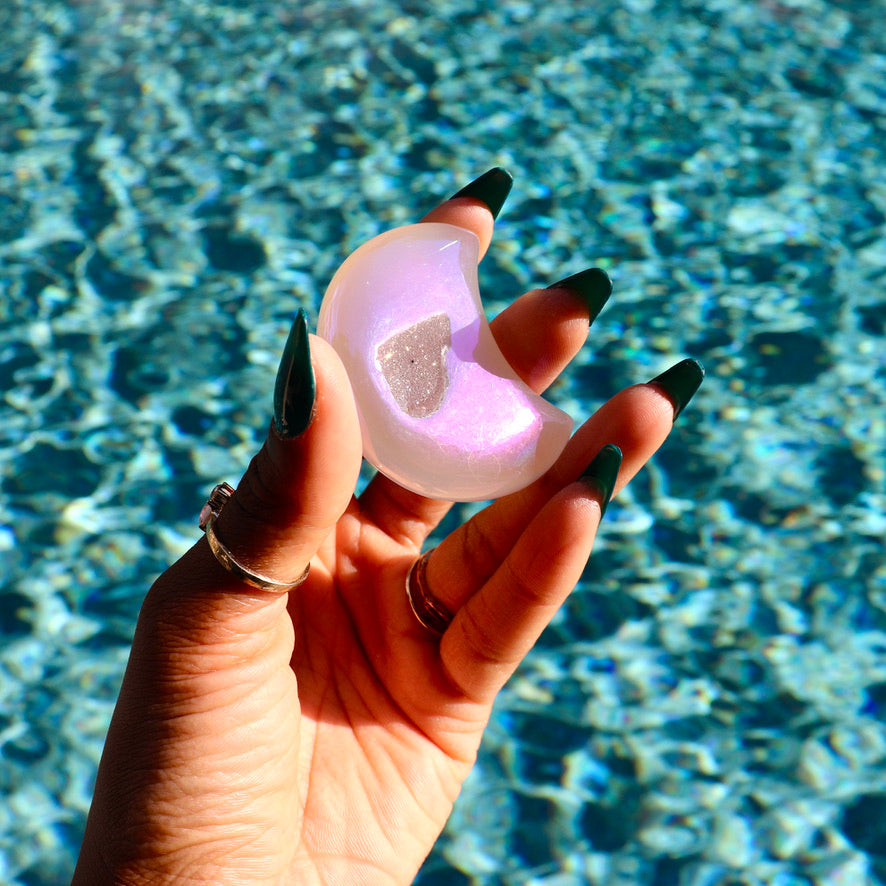 Druzy Aura Agate Moon