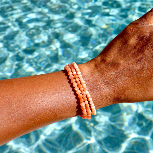 4 mm and 6-8 mm sunstone bracelets