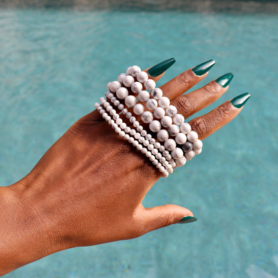 4 mm and 8 mm howlite bracelets