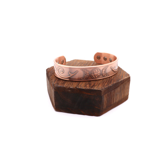 om triple moon magnetic copper bracelet