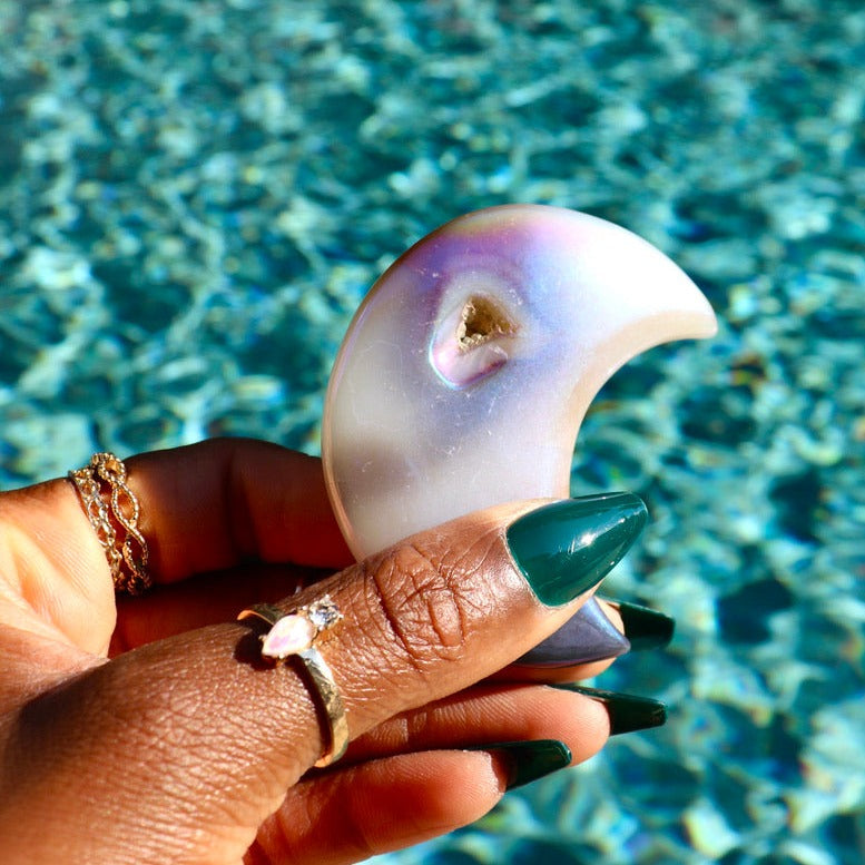 Druzy Aura Agate Moon