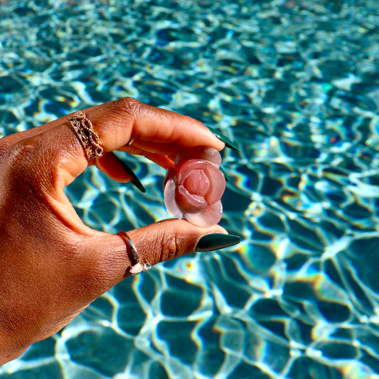 Blue Carnelian Flower Carvings