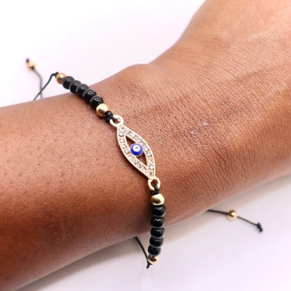 black and gold evil eye bracelet jewelry