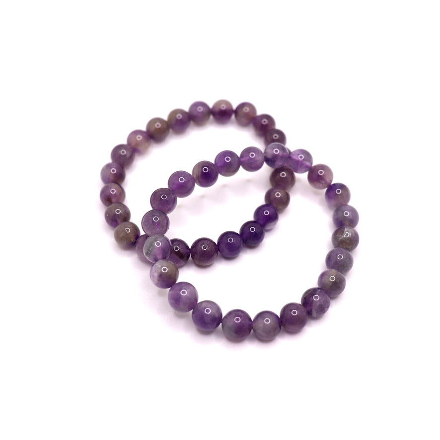 Amethyst Elastic Bracelet (4 mm or 6-8 mm Round Gemstones)