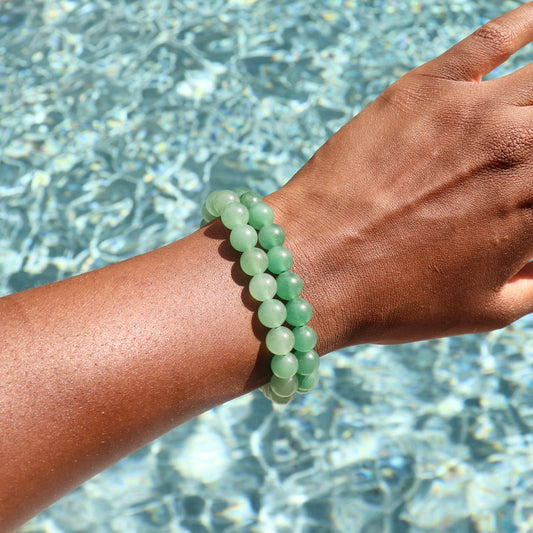 8 mm green aventurine elastic bracelet