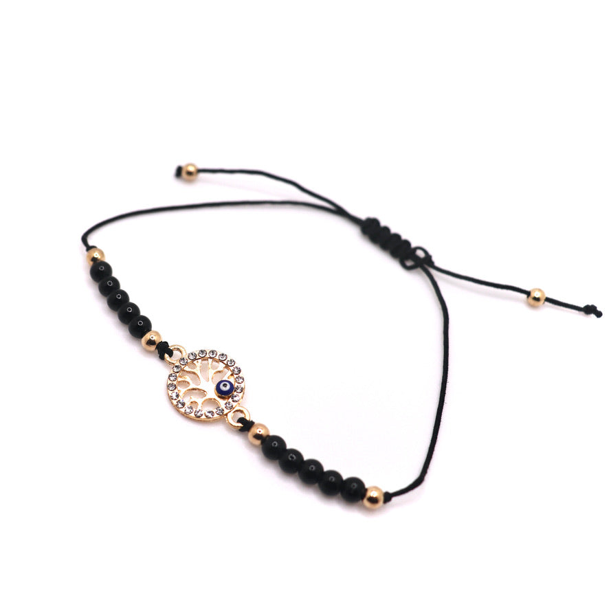 black and gold evil eye bracelet jewelry tree of life