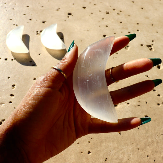 Selenite Puffed Moon
