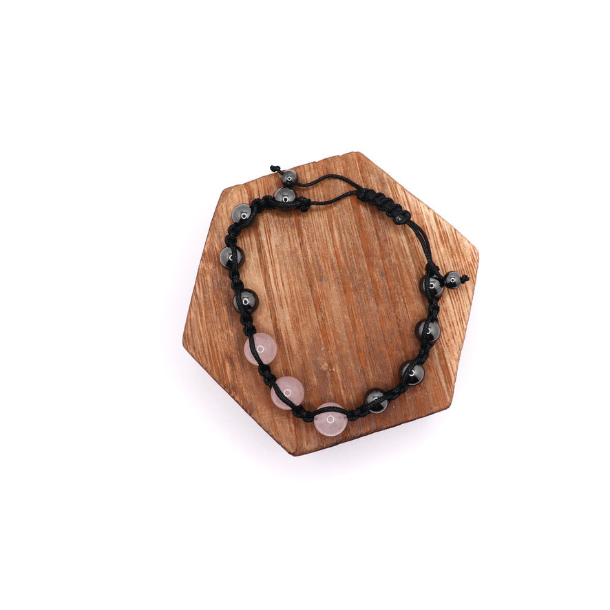 Magnetic Hematite & Rose Quartz Elastic Bracelet