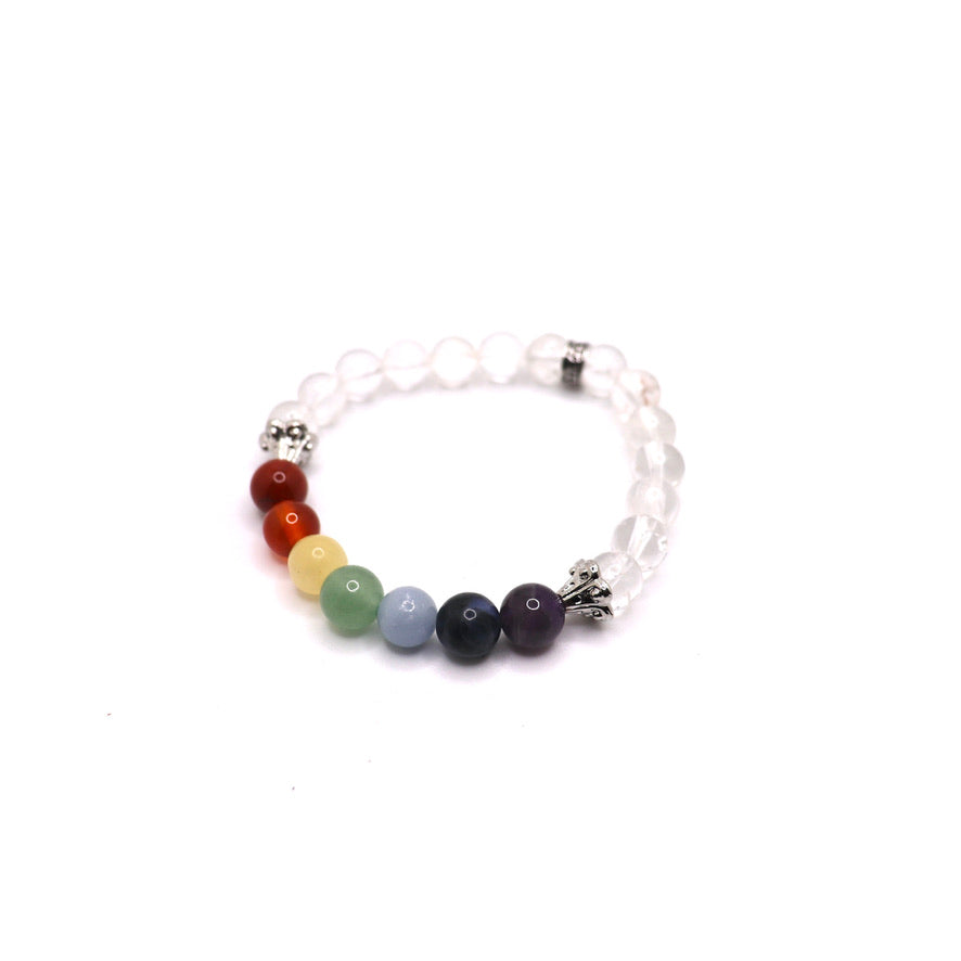7 chakra bracelet with clear quartz and chakra crystal stones