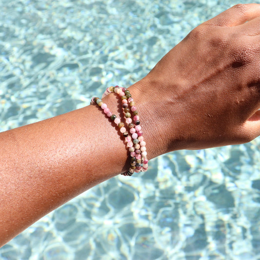 4 mm Pink Mix Tourmaline Elastic Bracelet