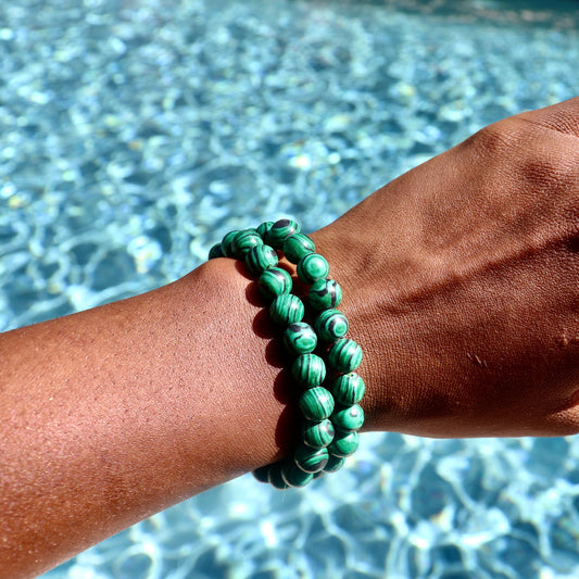 8 mm Reconstituted Malachite Elastic Bracelet