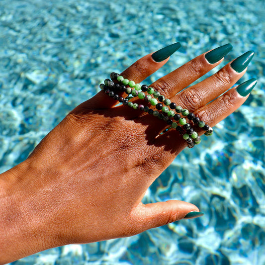 4 mm ruby zoisite bracelet