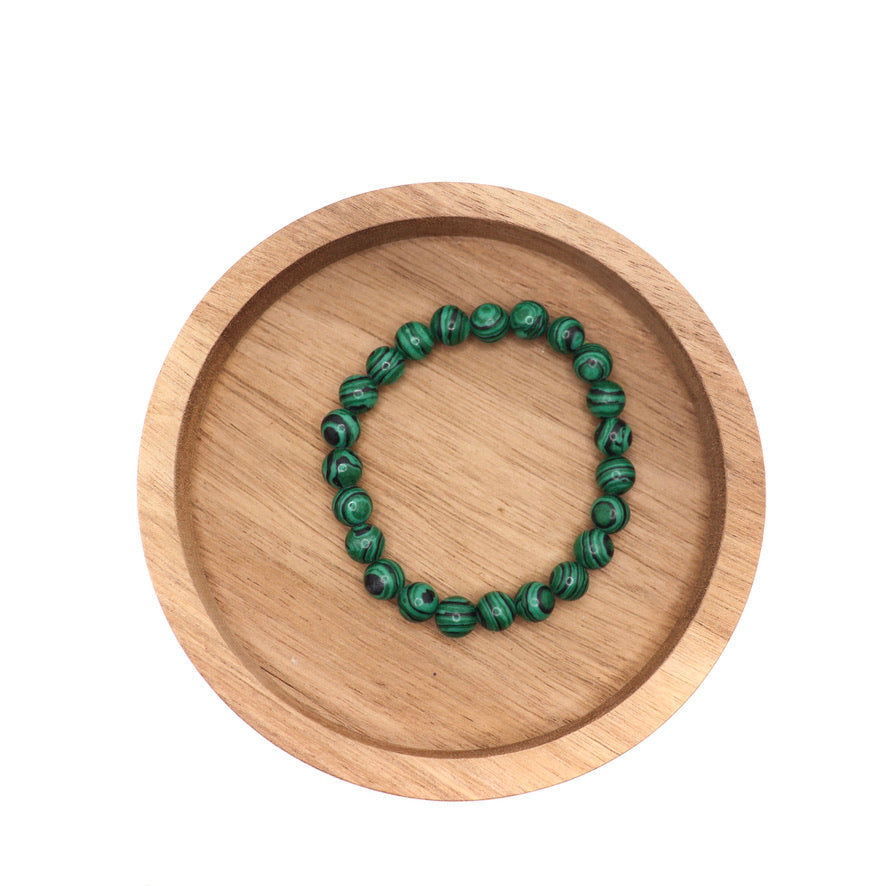 8 mm Reconstituted Malachite Elastic Bracelet