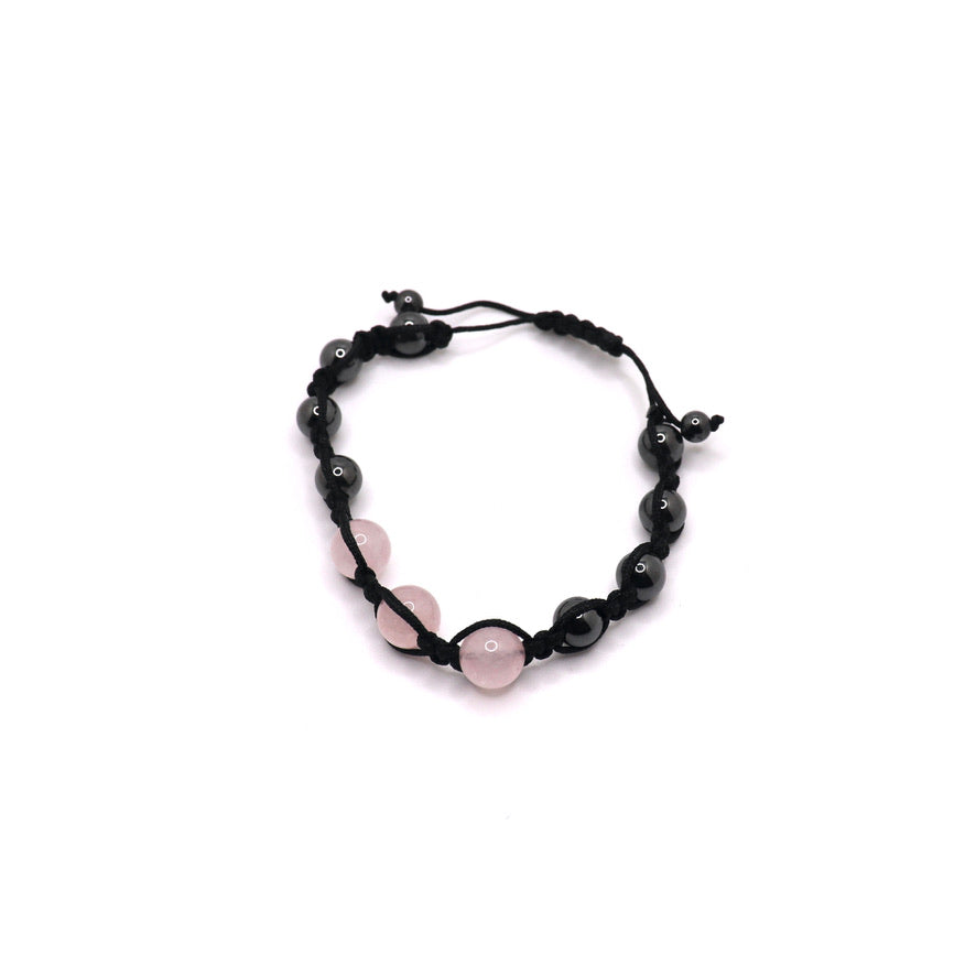 Magnetic Hematite & Rose Quartz Elastic Bracelet