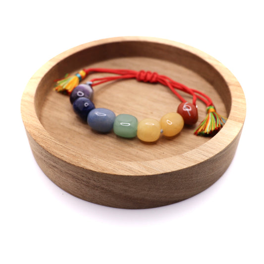7 chakra tumbled stone adjustable bracelet with tassels