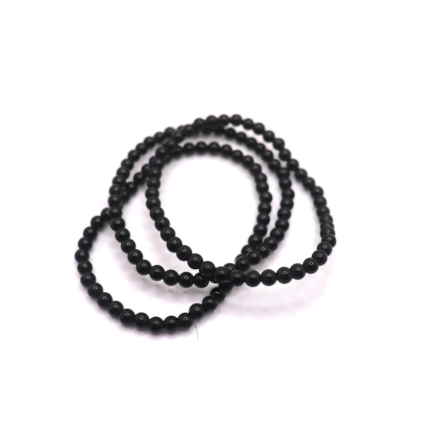 4 mm black obsidian bracelet