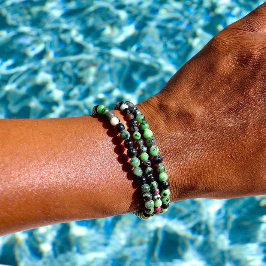 4 mm ruby zoisite bracelet