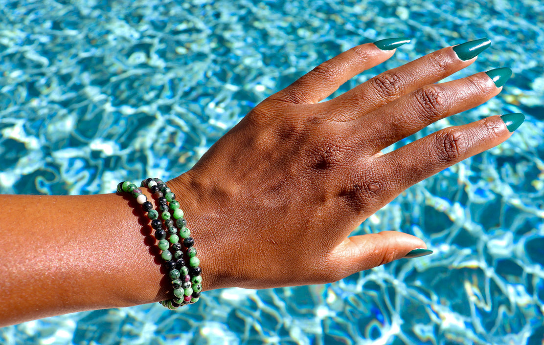 4 mm ruby zoisite bracelet