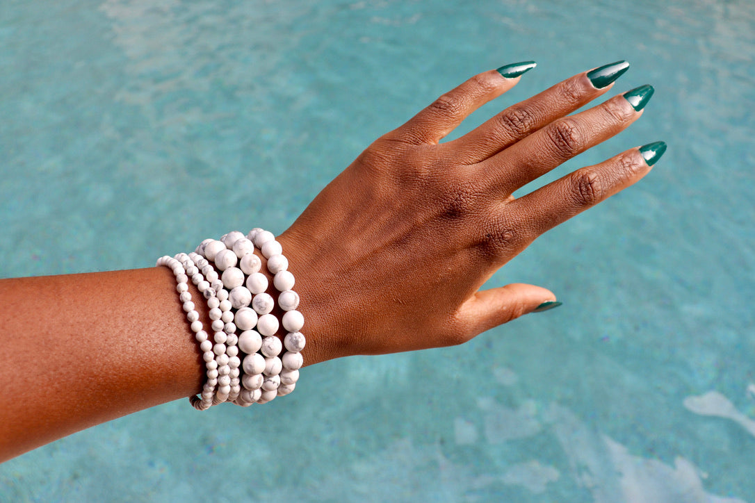 4 mm and 8 mm howlite bracelets
