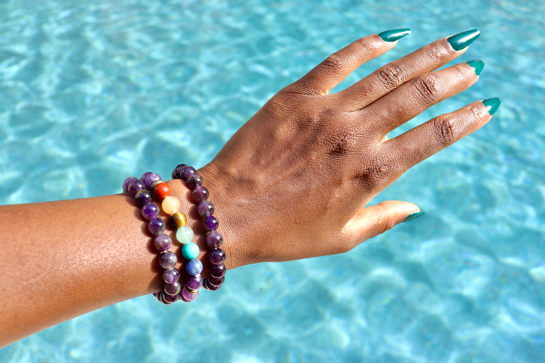 8 mm 7 chakra stone amethyst bracelet