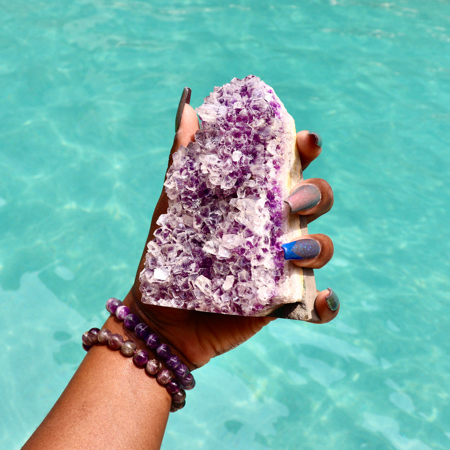 TONI - Druzy Nebula Amethyst with Polished Edges and Cut Base