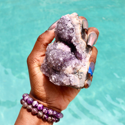 KELLY - Pointed Druzy Nebula Amethyst with Polished Edges and Cut Base