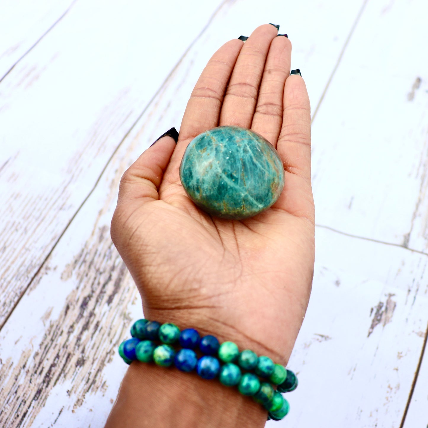 Blue Apatite Palmstone