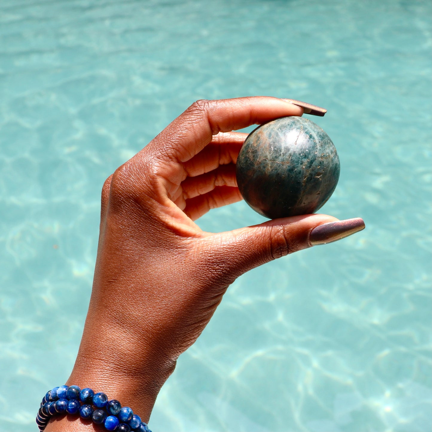 Blue Apatite Palmstone