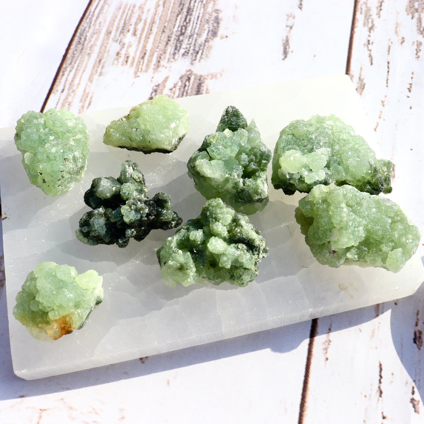 rough prehnite green natural stone