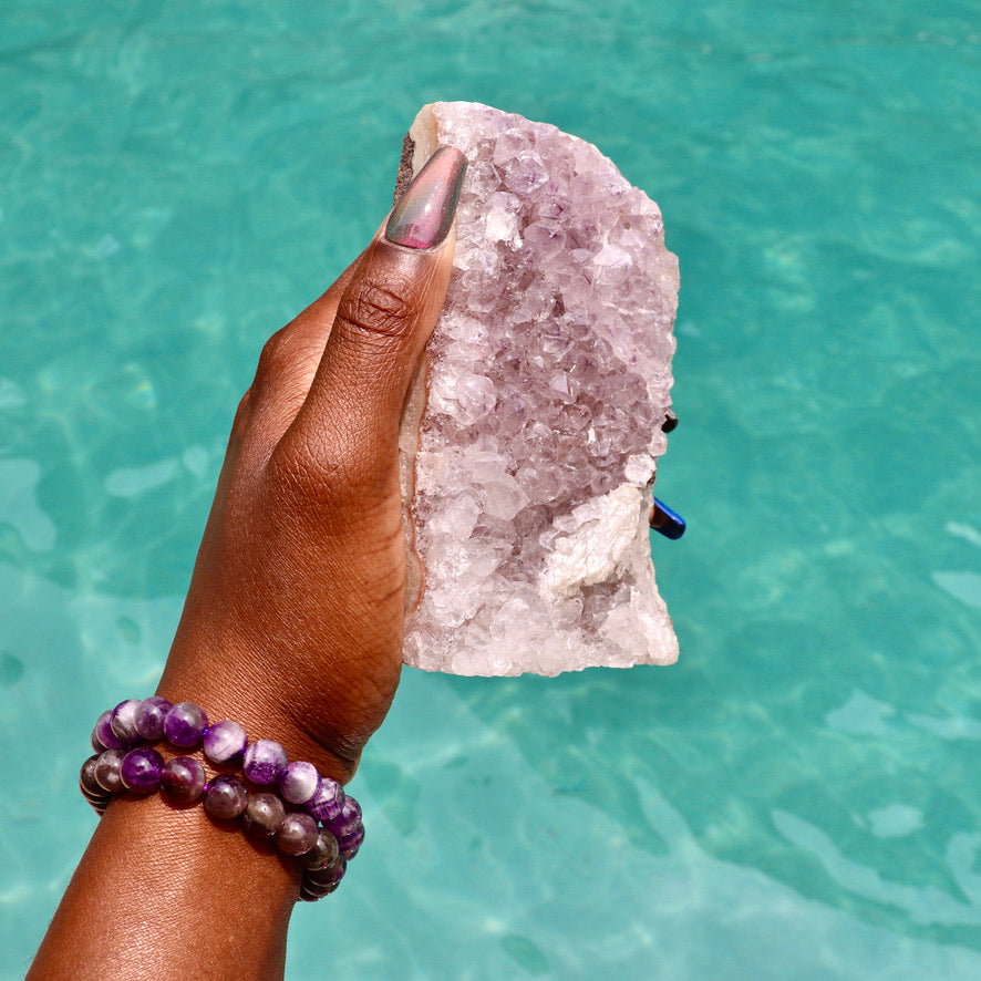 SNOH - Druzy Nebula Amethyst with Polished Edges and Cut Base