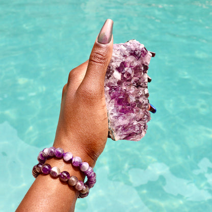 SOLANA - Druzy Nebula Amethyst with Polished Edges and Cut Base